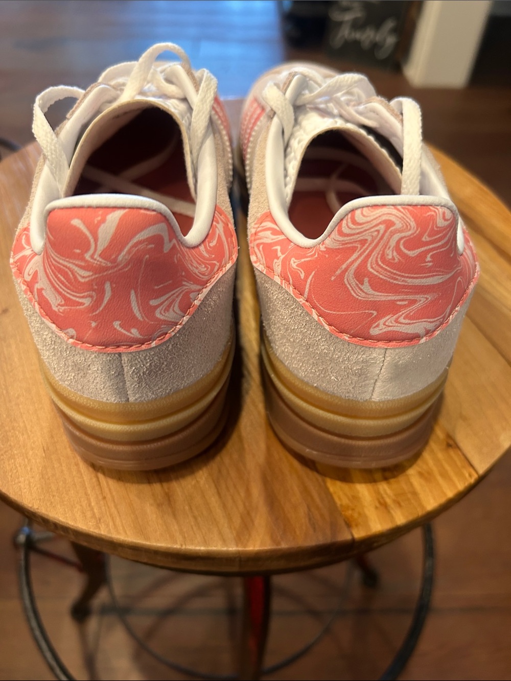 NWB adidas Gazelle Blush Suede Sneakers with Pink Swirl Accents - Picture 7 of 12
